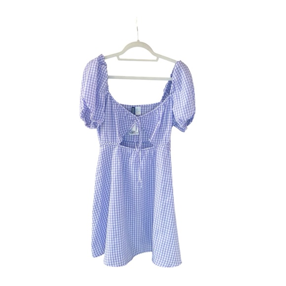 H&M Divided Purple & White Gingham Dress Women’s Size Medium NWT - Picture 3 of 5